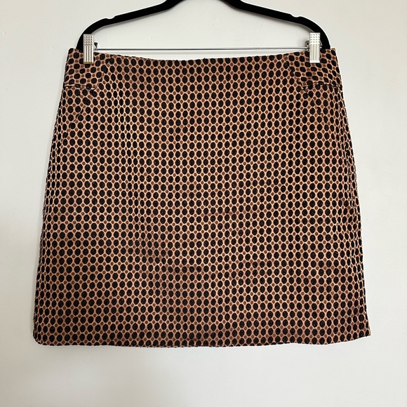 Loft Skirt Womens Bronze Brown Black Polka Dot Straight Pencil - Picture 1 of 4